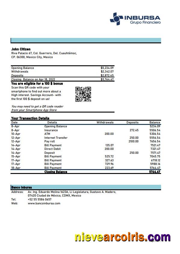 Mexico Inbursa bank xls VERSION 2